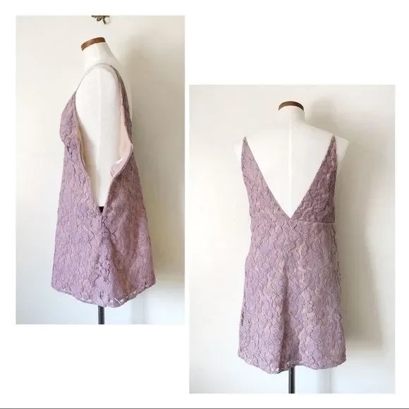 Free People Slip and Flower Pink Mauve Flower Dress - Picture 2 of 7